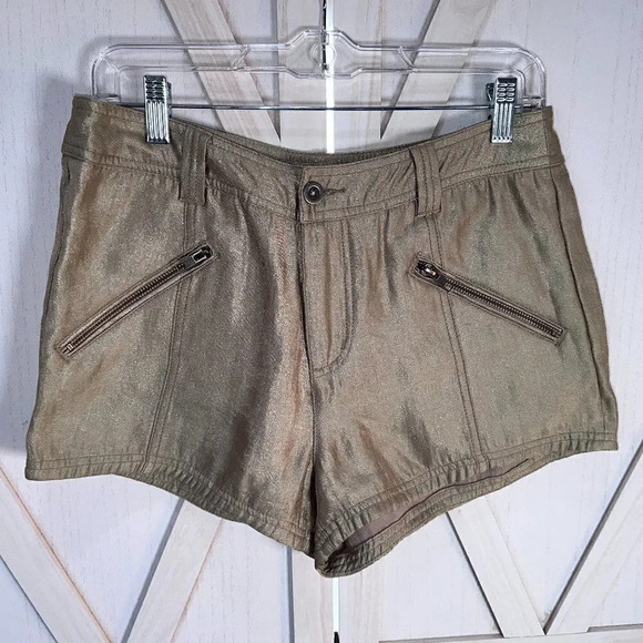 Free People Metallic Gold High Rise Shorts - Picture 1 of 4